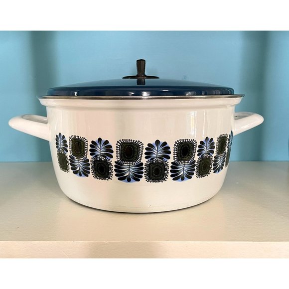 Retro Mid Century Starburst Type Enamel Cooking Stock Pot w/ Lid Austria Email - Picture 2 of 7